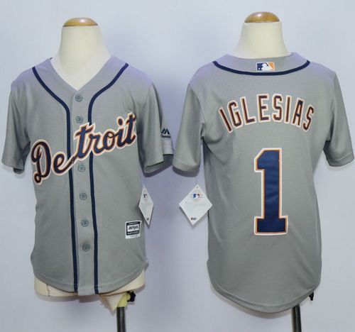 Tigers #1 Jose Iglesias Grey Cool Base Stitched Youth MLB Jersey - Click Image to Close